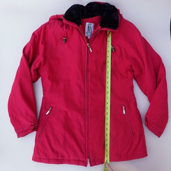 Vintage JNY Jones New York Jacket Women's S Red Removable Hood Full Zip 90s - Picture 6 of 15
